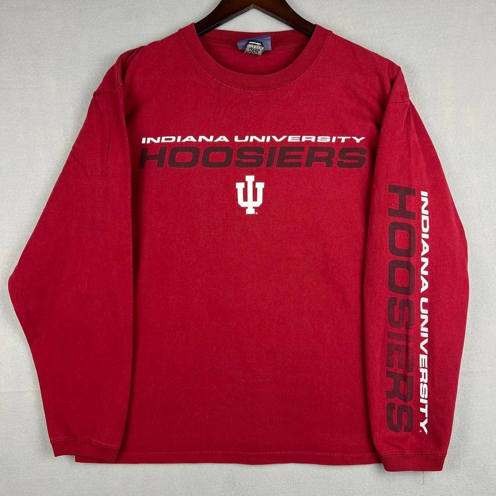 2000s Indiana University Hoosiers Long Sleeve Red Tee Shirt L
